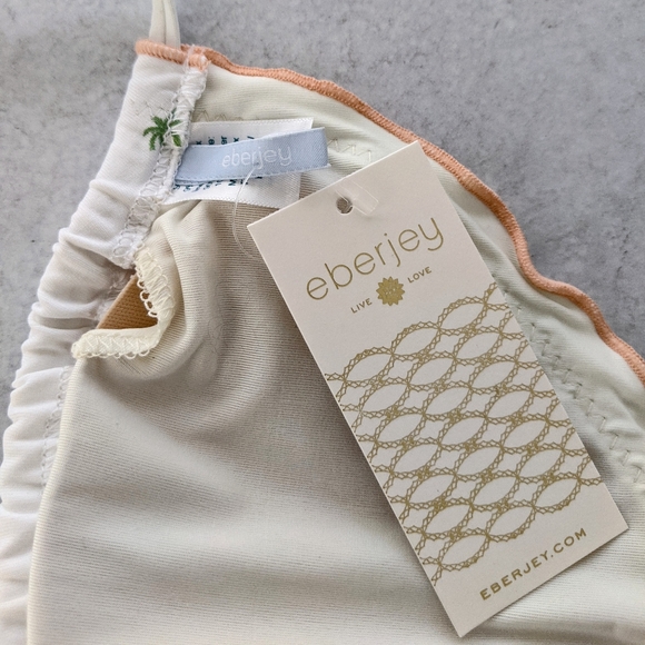 Eberjey Palm Print Dakota Ruffled Triangle String Bikini Top L NWT - Picture 5 of 9